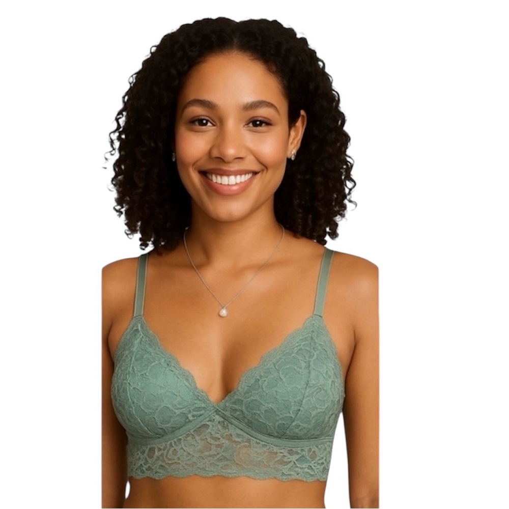 Body Frosting Sexy Lace Sage Green Padded Bralet Size: Small